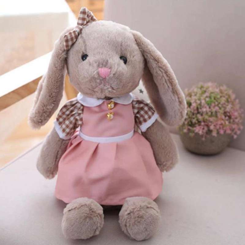 Doudou rose lapin bébé fille 30cm