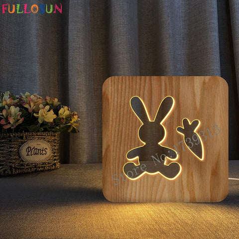 X Lampe Chevet Bois Lapin