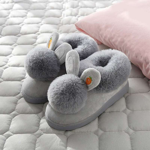 chaussons lapin de taille 35 en gris