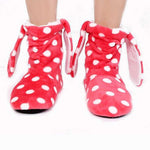 chaussons oreilles lapin rouge