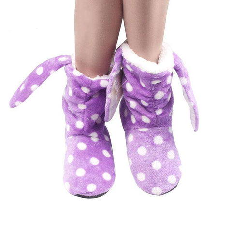 chaussons oreilles lapin violet
