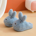 chaussons tête de lapin bleu