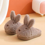 chaussons tête de lapin brun