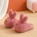 chaussons tête de lapin rouge