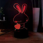 lampe lapin amour eternel rouge