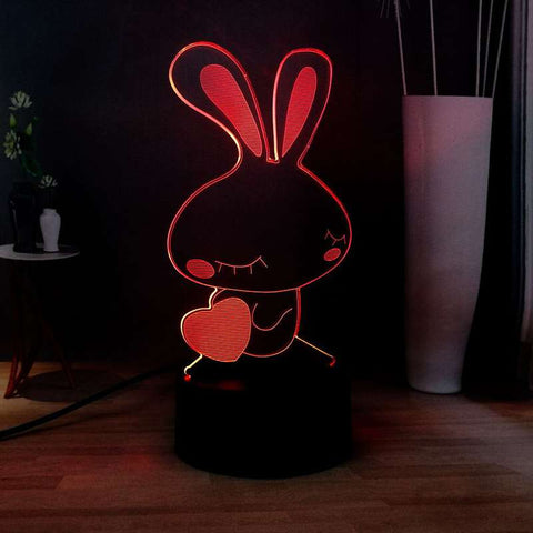 lampe lapin amour eternel rouge