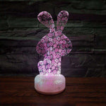 lampe lapin floraison rose