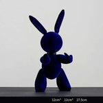 lapin resine sculpture bleu
