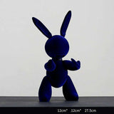 lapin resine sculpture bleu