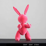 lapin resine sculpture grand rose