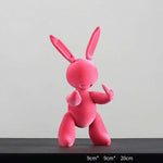 lapin resine sculpture petit rose
