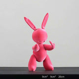 lapin resine sculpture petit rose