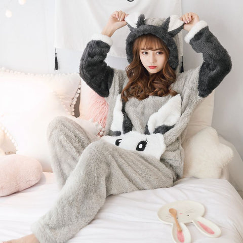 Combinaison Pyjama Femme Polaire Lapin