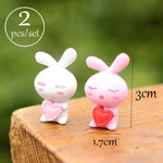 Figurine Lapin Blanc et Rose