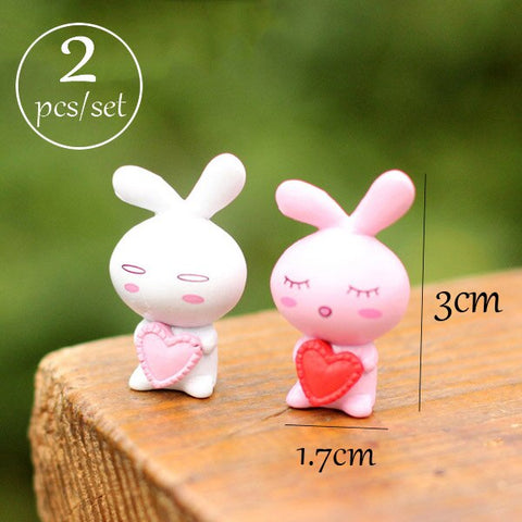 Figurine Lapin Blanc et Rose
