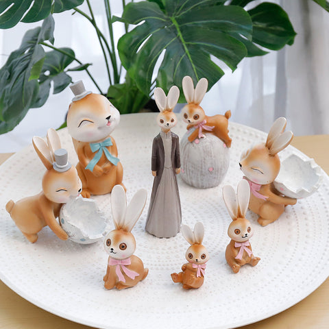 Figurine bébé garçon + lapin - Dekora - Boutique Poubeau