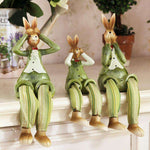 statue grand lapin assis vert