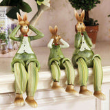 statue grand lapin assis vert