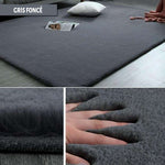 tapis effet peau de lapin gris fonce