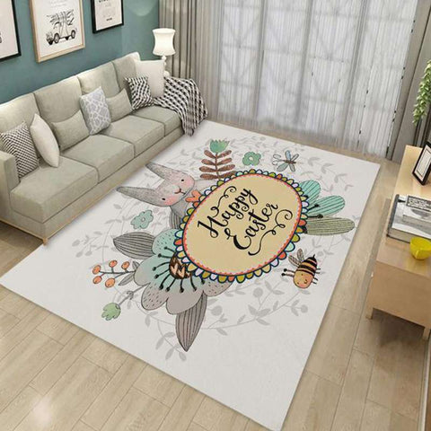 tapis lapin rectangle happy easter