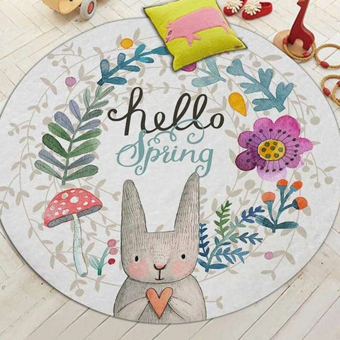 tapis lapin rond hello spring